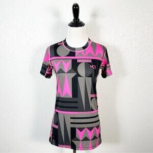 Kari‎ Traa Womens Print Athletic Cycling Short Sleeve Tee Size Medium